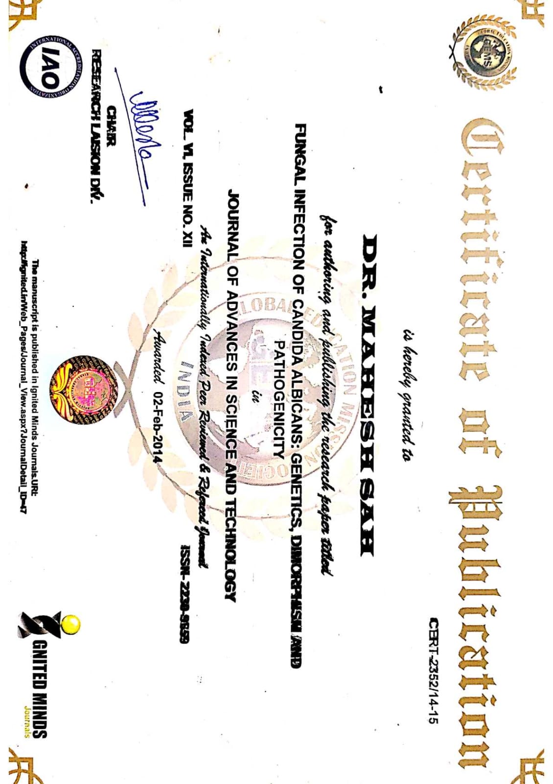 Academic Achievement Certificate 4