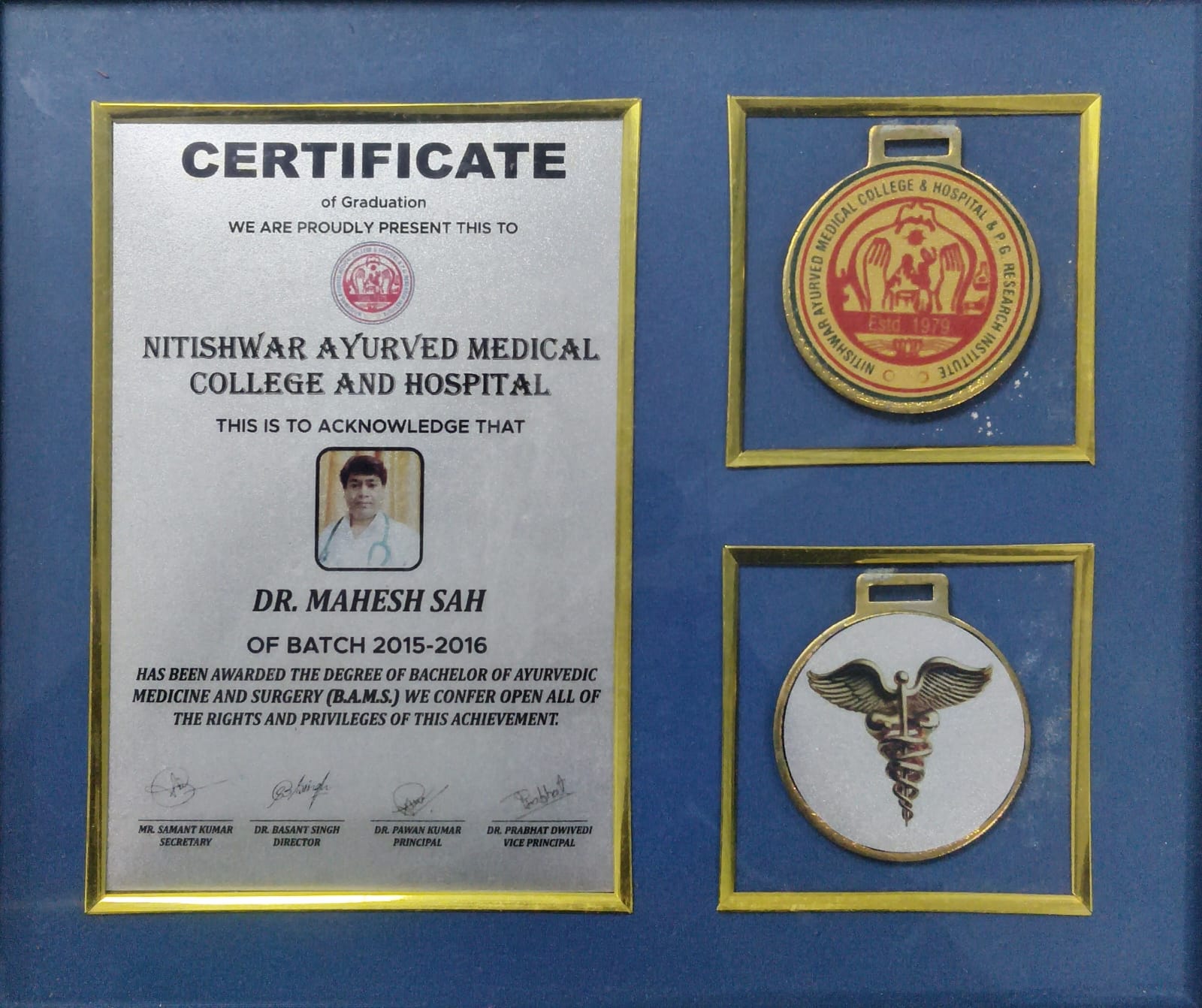 Dr. Mahesh Sah Award Certificate